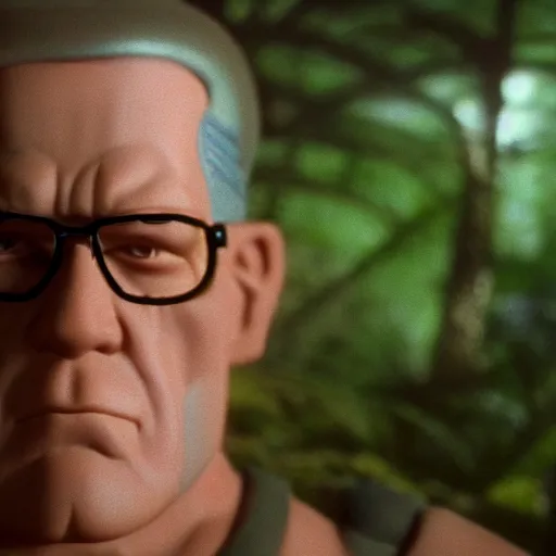 Prompt: Portrait of Hank Hill in Predator, splash art, movie still, cinematic lighting, dramatic, octane render, long lens, shallow depth of field, bokeh, anamorphic lens flare, 8k, hyper detailed, 35mm film grain