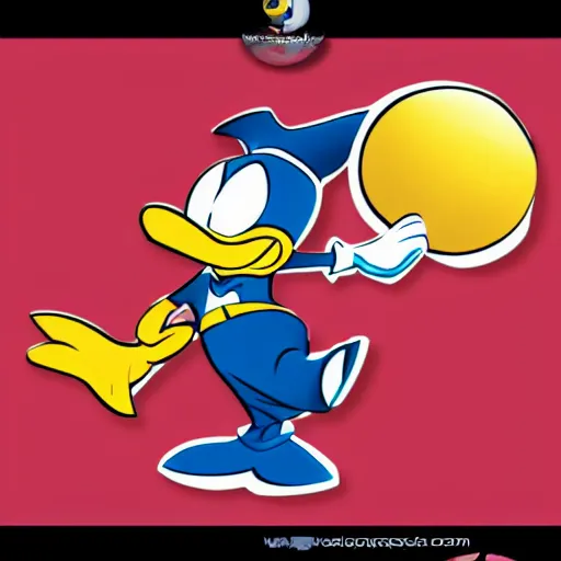 Prompt: awesome vector sticker of Donald duck, by Gilleard