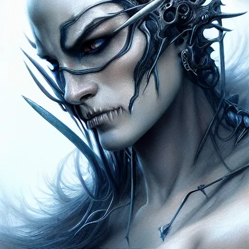 Image similar to concept art by artgerm, death of the four horsemen of the apocalypse, soft grey and blue natural light, intricate, queen of death riding, highly detailed dark art, digital painting, artstation, concept art, smooth, sharp focus, illustration, art by greg rutkowski and luis rollo and uang guangjian and gil elvgren, symmetry!