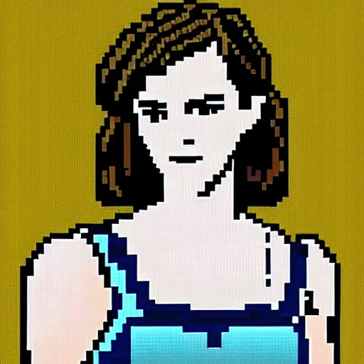 Image similar to pixel art of Emma Watson