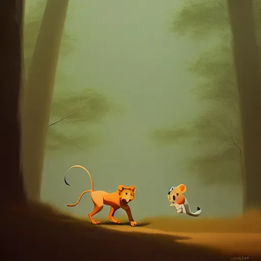 Image similar to goro fujita ilustration a real life lion walking in the forest, painting by goro fujita, sharp focus, highly detailed, artstation