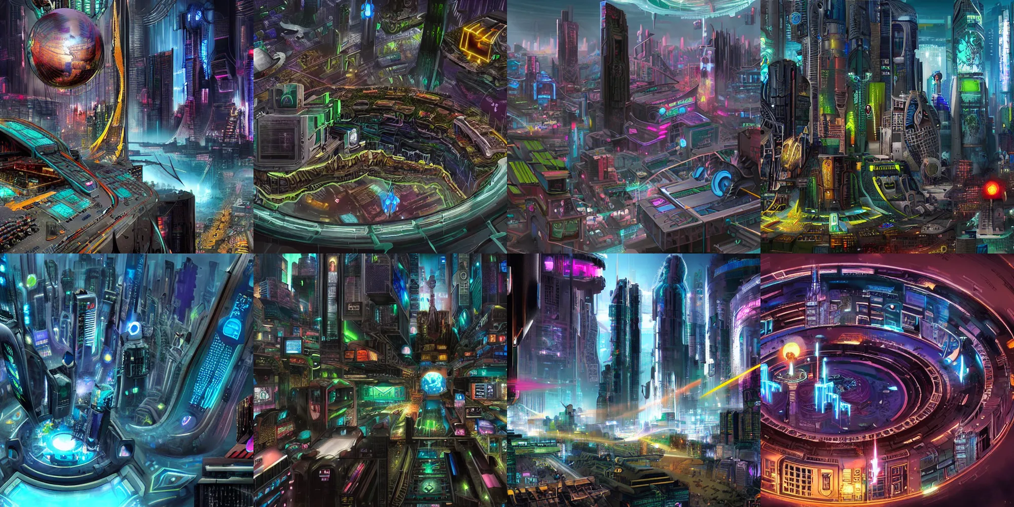 Prompt: hollow earth cyberpunk city
