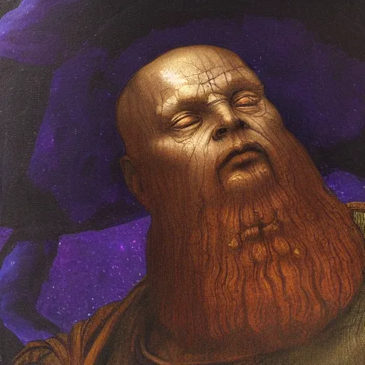 Image similar to thanos, a painting by leonardo da vinci, pixabay contest winner, academic art, da vinci, detailed painting, artwork