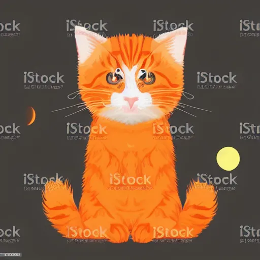 Prompt: A fuzzy orange cat sitting on planet earth, vector art, trending