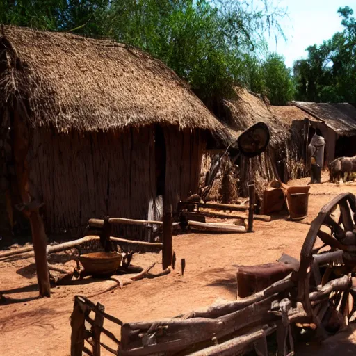 Prompt: old west african village