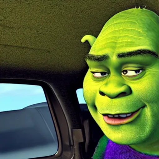 Image similar to dash cam footage of Shrek