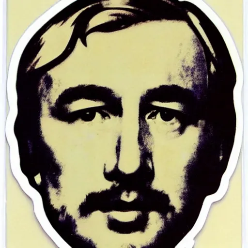 Prompt: vasily petrovych goloborodko, grisha. face. intricate sticker design by andy warhol