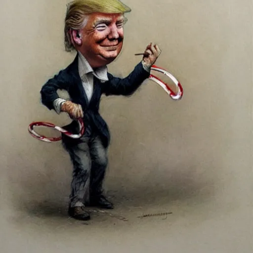 Image similar to ( ( ( ( ( donald trump hula hoop. muted colors. ) ) ) ) ) by jean - baptiste monge!!!!!!!!!!!!!!!!!!!!!!!!!!!