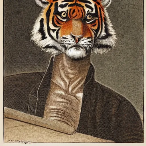 Image similar to an anthropomorphic tiger,