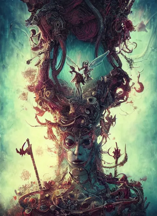 Image similar to alice in wonderland, viking god, alien, highly detailed, cinematic, 8 k, by megan duncanson, benjamin lacombe, adrian borda, stanley artgermm, tom bagshaw, craig mullins, carne griffiths, ayami kojima, beksinski, giger, trending on deviantart, hyper detailed, horror, full of colour