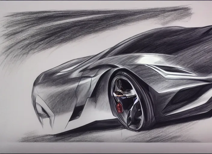 Image similar to concept non - coloring pencil drawing of a new sport car.