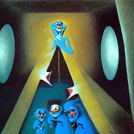 Image similar to the Smurfs by Remedios Varo