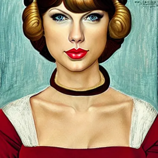 Image similar to taylor swift as princess leia, portrait by sandro botticelli