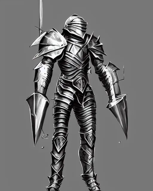 Image similar to fantasy knight armor, concept art, trending on artstation, clean shiny silver with gold trim, symmetrical, flat shading, extremely smooth, orthographic front view, professional awesome, incredible, creative, the best