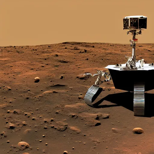 Prompt: Photo of the lunar lander on mars