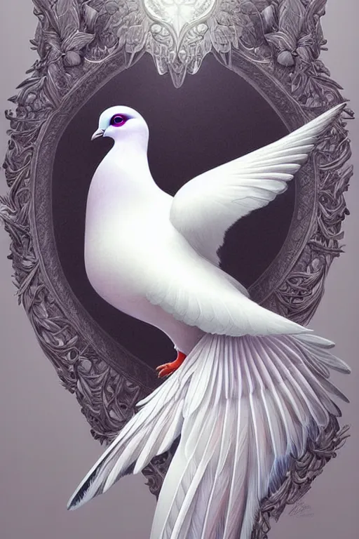 Prompt: Ethereal majestic Pigeon bird, intricate detail, ornate, conceptual art, soft light, dynamic, art by artgerm