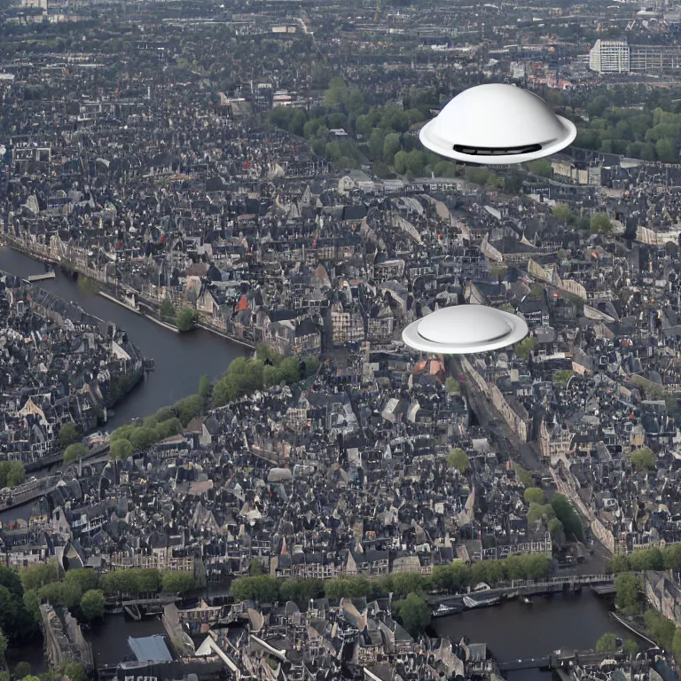 Image similar to a ufo hovering over Amsterdam