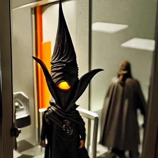 Prompt: candid Pic of Sauron the dark lord while pooping in the bathroom of a McDonalds restaurant