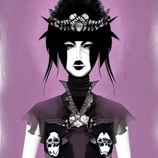 Image similar to goth punk princess, digital art