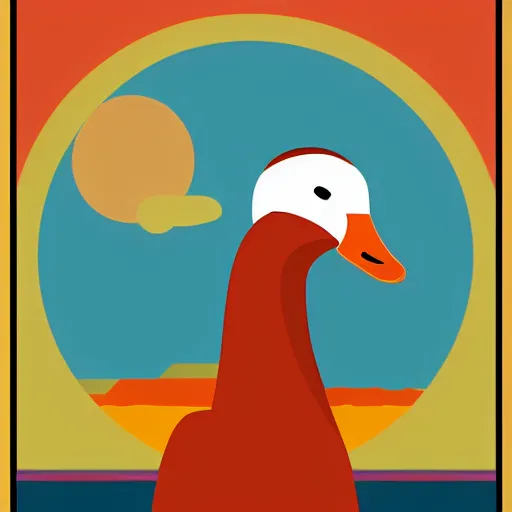 Prompt: goose in the style of kurzgesagt