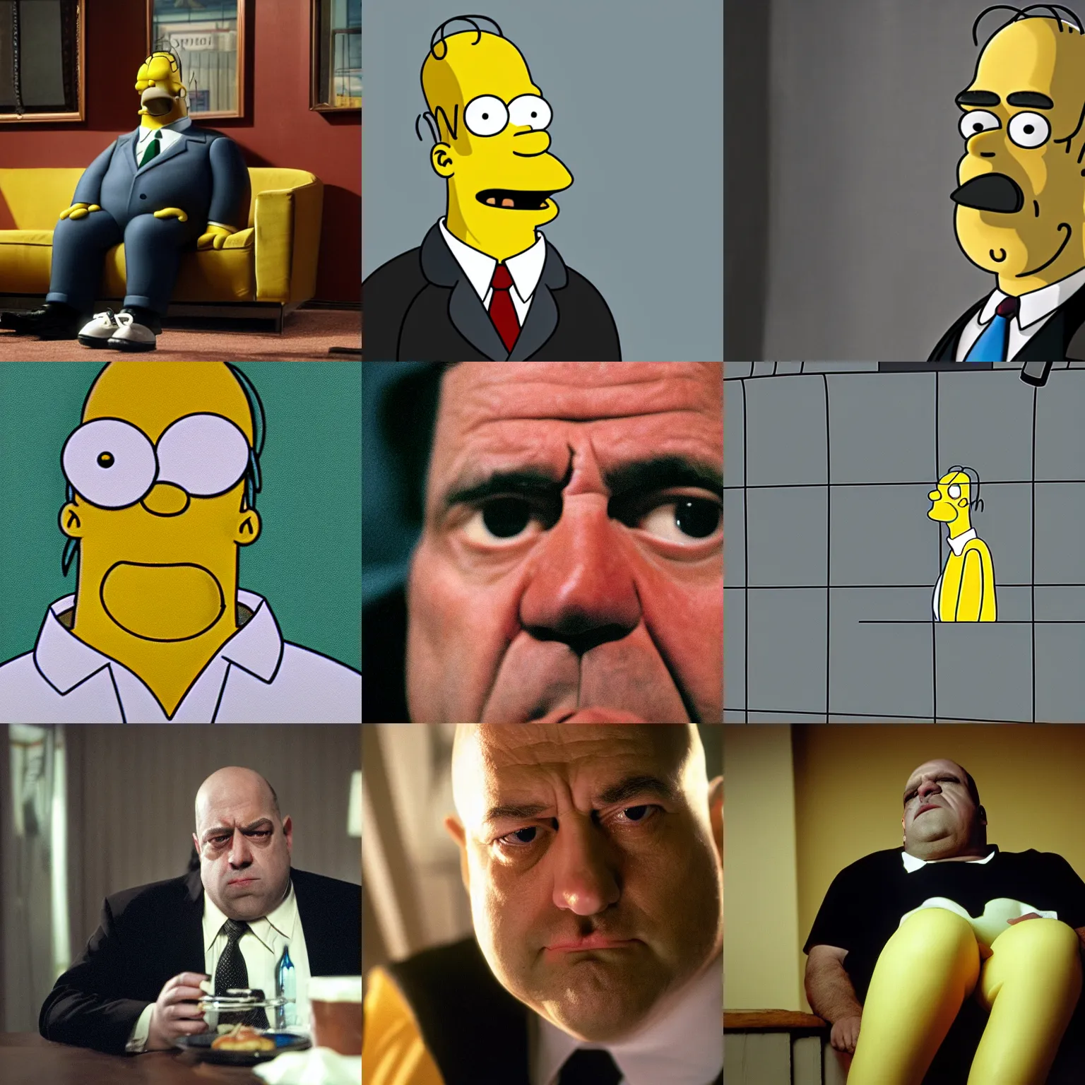 Prompt: Photo, Sad Homer Simpson in an episode of The Sopranos, 4k, high detail, professional photography