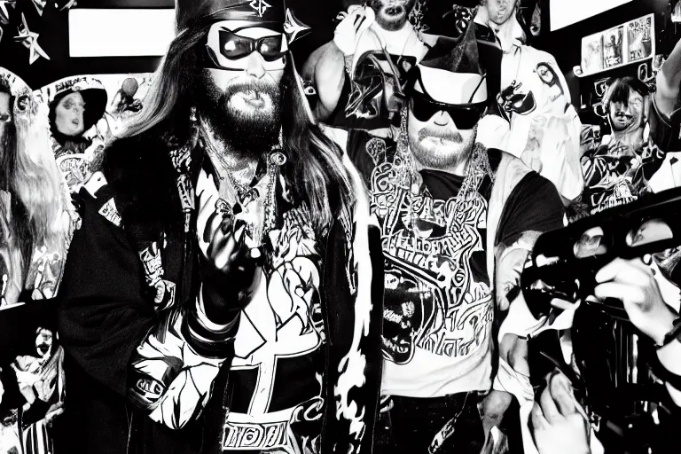 Image similar to macho man randy savage iwgp heavyweight champion at a birthday party at chuck e cheese, mid 9 0 s, gritty, ethereal details, cinematic lighting, hyper - detailed, maximalist, artstation, 8 k