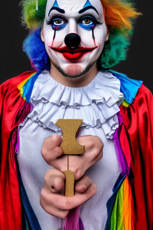 Image similar to a picture of 🤡✝, - photorealistic, reduce duplicate image, pullitzer winning, taken with canon eos 5 d mark iv, versatile, lens interoperability, autofocus, 4 k uhd video capture at 3 0 fps, 8 k time - lapse functions, by karah mew, jodie bateman