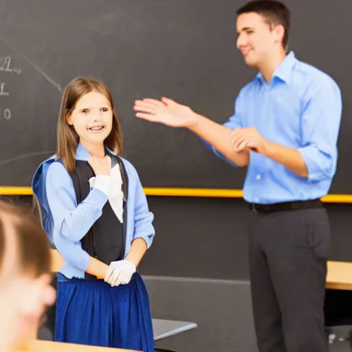 Prompt: a teacher slapping a student in class photo - realistic highly detailed 4 k