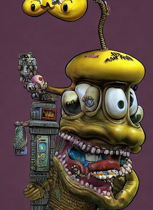 Image similar to an ultra fine detailed painting of an aaahh!!! real monsters taxi driver by james gurney, featured on zbrush central, sots art, behance hd, reimagined by industrial light and magic