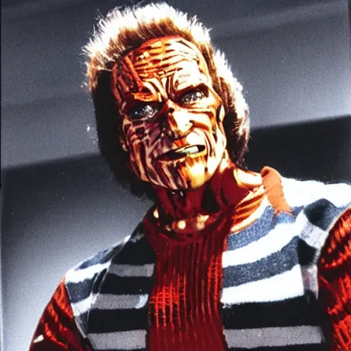 Image similar to freddy krueger but played by arnold schwarzenegger