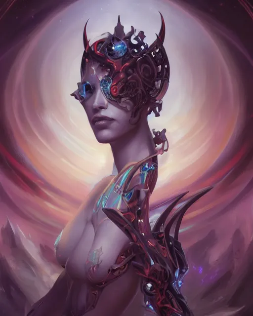 Image similar to portrait of a beautiful satanic cybernetic emanation, by pete mohrbacher and artgerm and wlop, digital art, highly detailed, intricate, fantasy, mystical, sharp focus, Trending on Artstation HQ, deviantart, unreal engine, 4K UHD image