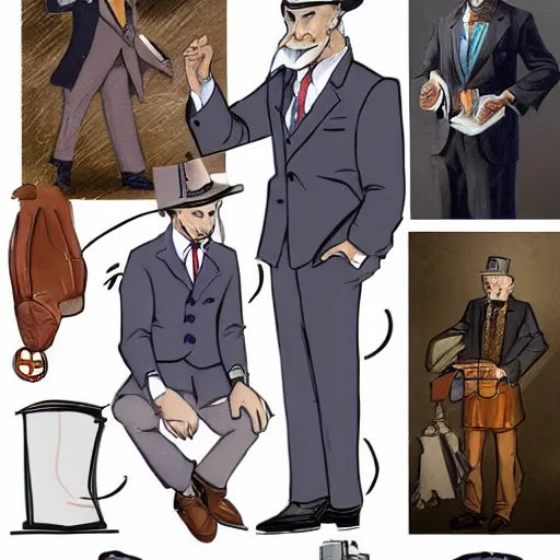 Prompt: middle aged man, intelligent, smartly dressed, trickster archetype