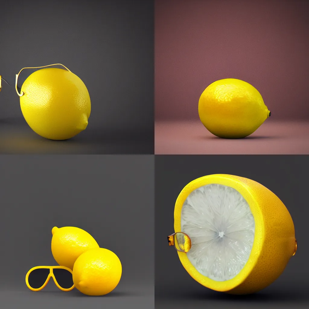 Prompt: Poly Render Of A Lemon With Sunglasses, Photorealistic, 4K