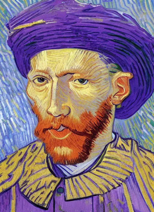 Image similar to detailed expressionist!! oil painting masterpiece portrait of an ancient emperor on his throne!! by van gogh, 8 k resolution, smooth, sharp focus, matte painting, beautiful masterpiece expressionist painting, greys and golds and purples