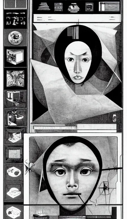 Image similar to GUI for a computer program that transforms you into a Filipino, esoteric, occult, futuristic, app design, web design, Y2K, by Shiro Takatani, Marcel Duchamp, Hannah Hoch