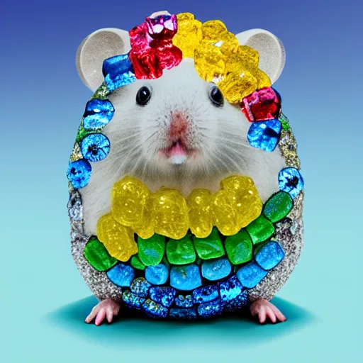 Image similar to rainbow hamster made out of large gems and crystals, 8 k hd