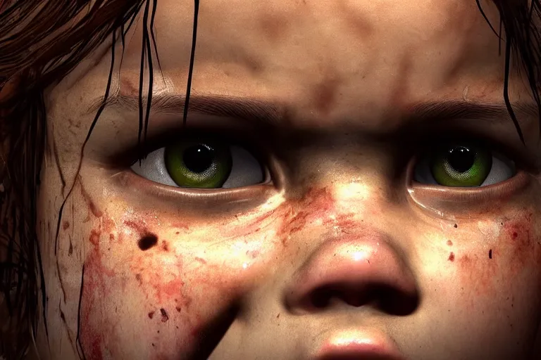 Prompt: an amazing photo, extreme close-up of the face of a young ellie from The last Of Us, award winning photo, very detailed, cinematic, beautiful lighting effects