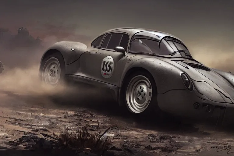 Image similar to dieselpunk porsche 959 ready for battle, highly detailed, digital painting, artstation, concept art, sharp focus, illustration, art by raphael lacoste and greg rutkowski