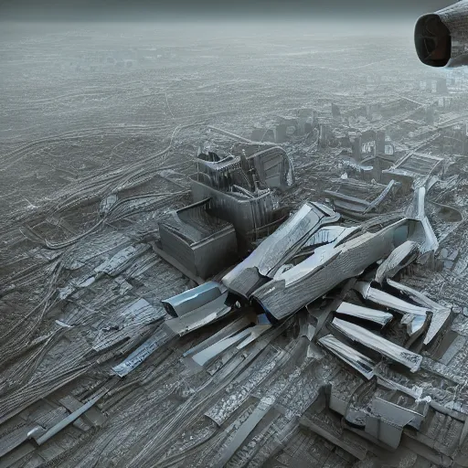 Image similar to Kazimierz Malewicz sci-fi motherboard airport view from above structure and digital billboard point cloud in the middle, unreal engine 5, keyshot, octane, artstation trending, ultra high detail, ultra realistic, cinematic, 8k, 16k, in style of zaha hadid, in style of nanospace, in plastic, dark, tilt shift,