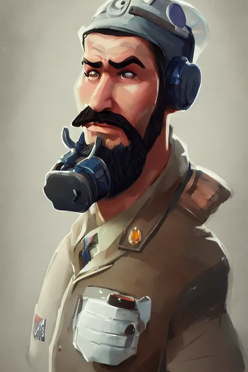 Image similar to beautiful highly detailed realistic stylized character portrait team fortress 2 engineer, detailed character art master portrait by ismail inceoglu, trending on artstation