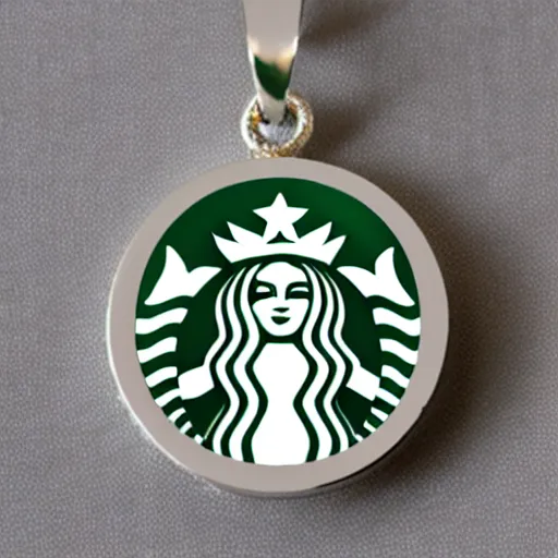 Image similar to jewelry inspired by Starbucks, , symmetrical, high detail, product photo