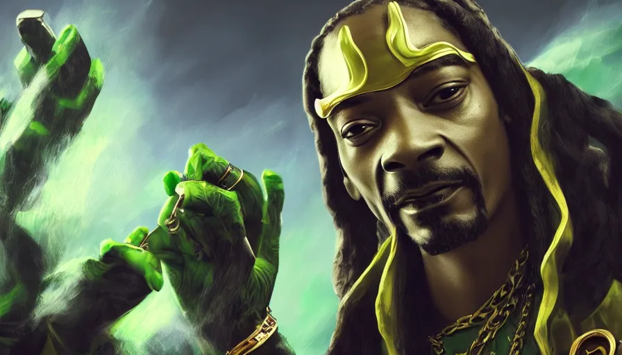 Image similar to Snoop Dogg is Loki, hyperdetailed, artstation, cgsociety, 8k