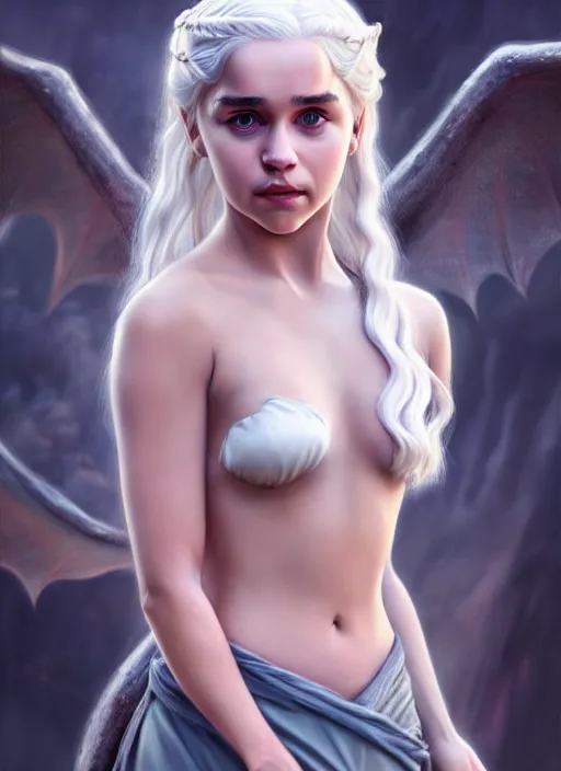 Image similar to photo of a gorgeous young daenerys targaryen in the style of stefan kostic, realistic, professionally, professionally color graded, half body shot, sharp focus, 8 k high definition, insanely detailed, intricate, elegant, art by stanley lau and artgerm