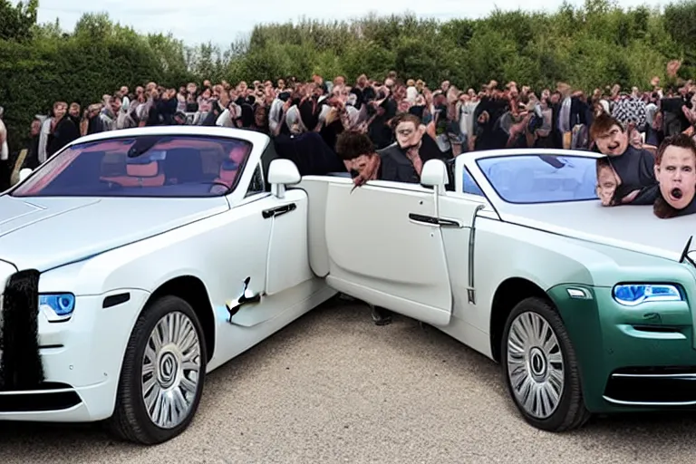 Image similar to stoned teenagers decided to drown Rolls-Royce