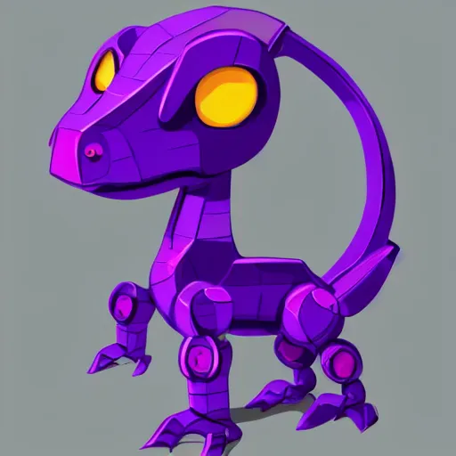 Image similar to Very cute robotic purple dragon, 2d minimalism,simple figures, digital art