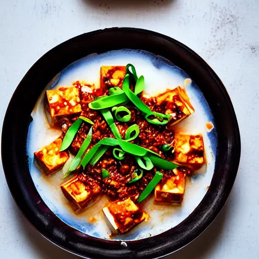 Image similar to mouthwatering mapo tofu, food photography