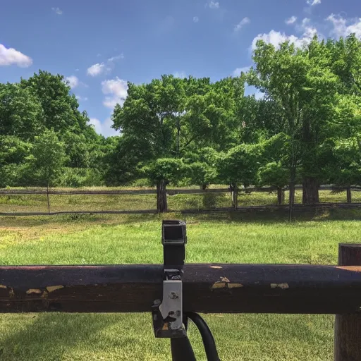 Prompt: sitting in a farm on a hot summer day, long range shot