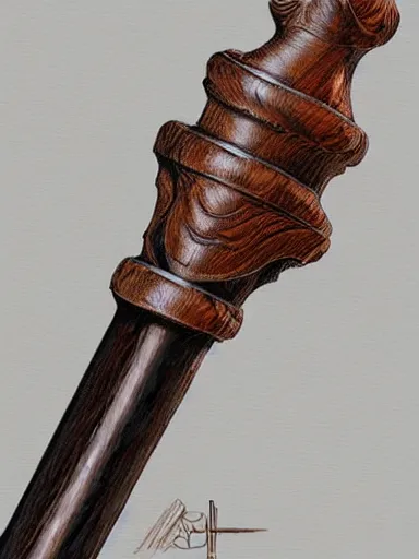 Prompt: product photo of an old wooden cane. intricate, elegant, highly detailed, digital painting, artstation, concept art, sharp focus, illustration, by justin gerard and artgerm, 8 k