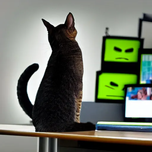 Image similar to photo of a housecat at a computer desperately trying to generate she - hulk photos