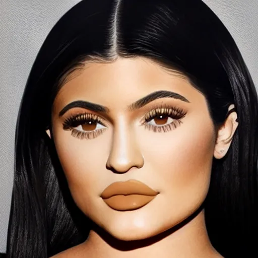 Prompt: kylie jenner portrait, crying, tears running down face, trending photo, night,